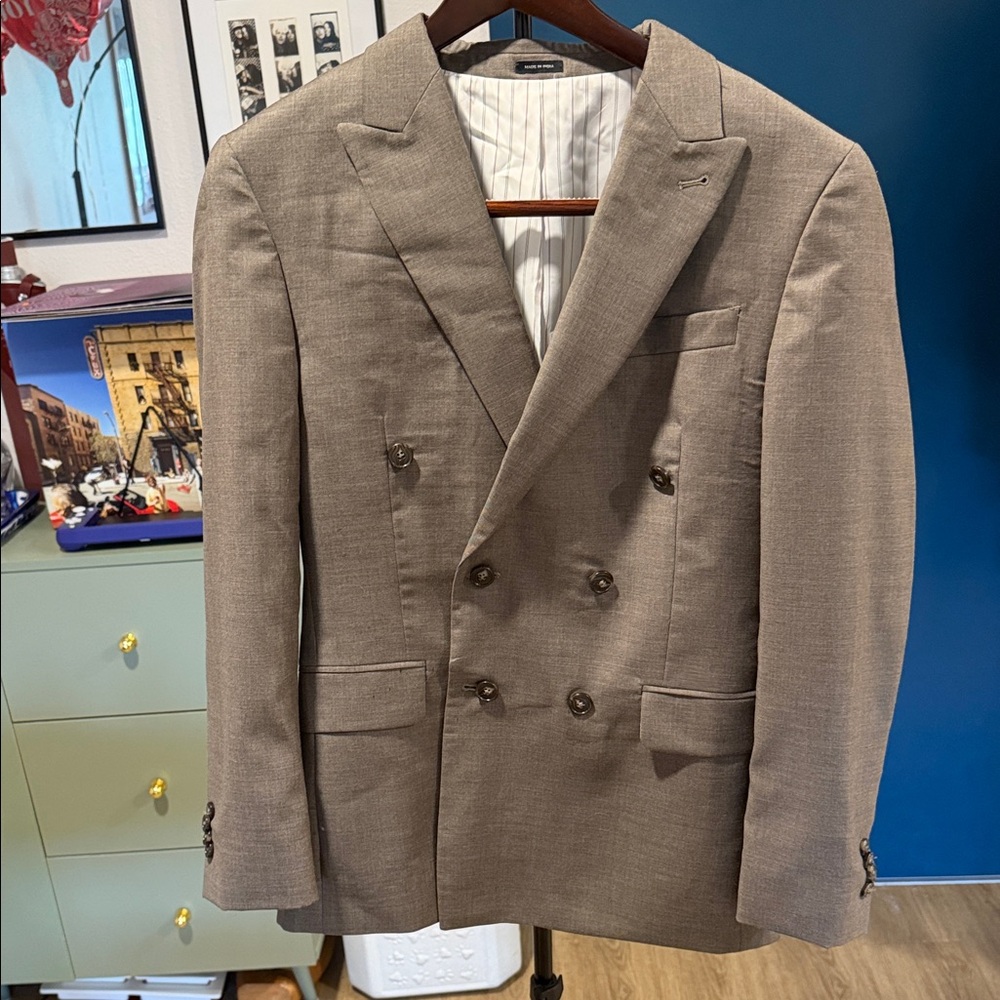 Joseph Abboud Tan Double-Breasted Jacket
